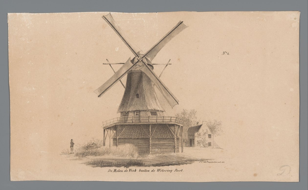 Weteringpoort 外的 de Vink 磨坊景观
Wetering Poort 外的 de Vink 磨坊（物体上的标题） 作者 约翰内斯·科内利斯·范·帕佩伦丹