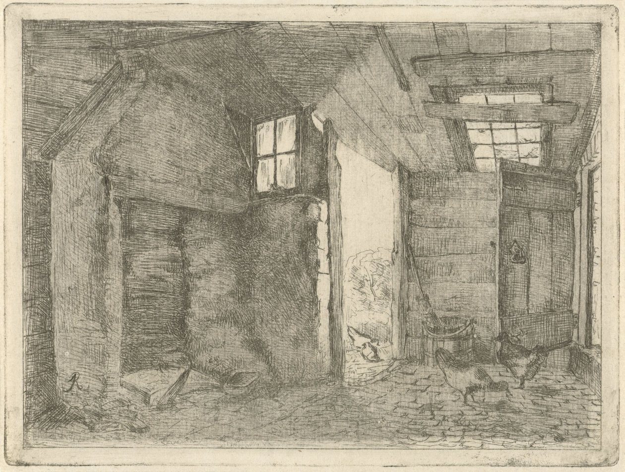有鸡的谷仓 作者 Johannes Everhardus Rijnboutt