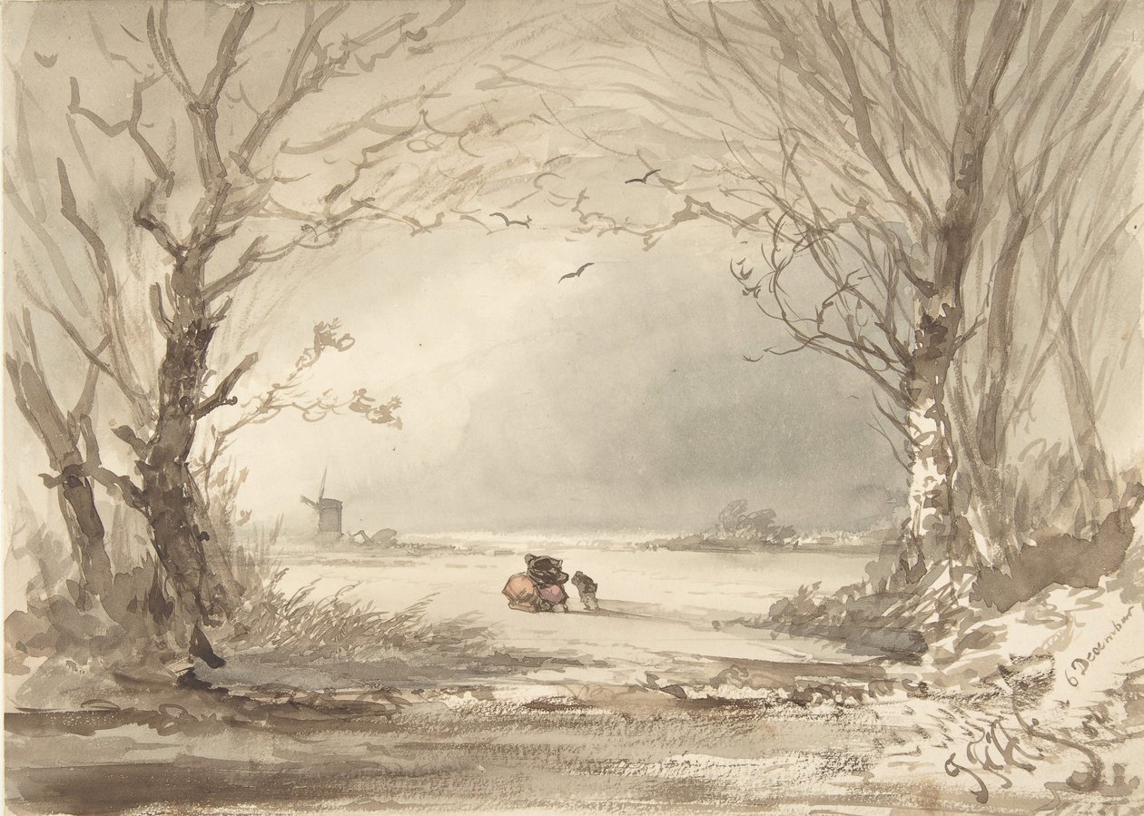 冬天的风景》，1854年。 作者 约翰内斯·弗朗西斯·霍彭布鲁沃斯