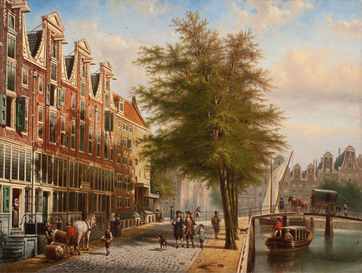 Leidsegracht和Herengracht，阿姆斯特丹的看法 作者 约翰尼斯·弗朗西斯库斯·斯波勒