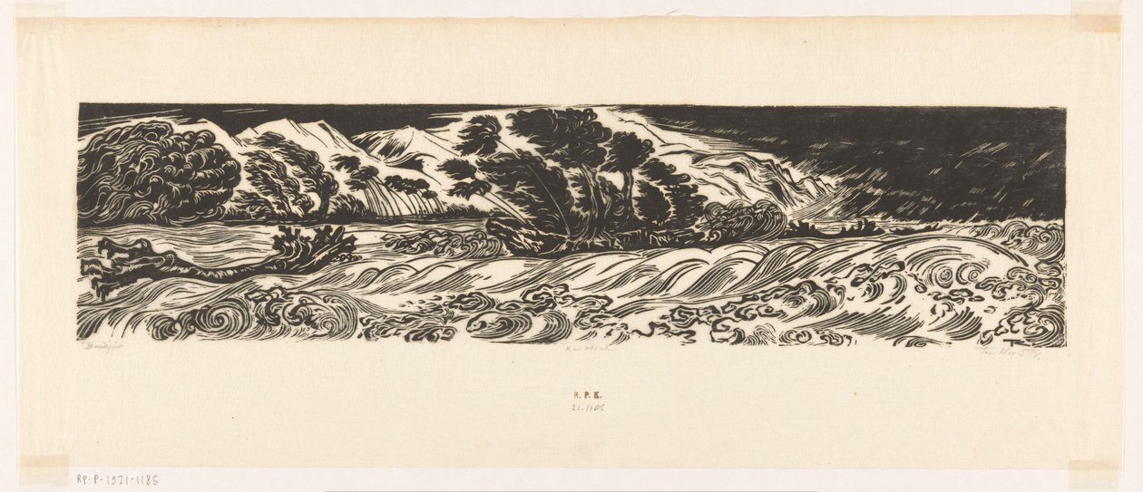 Bandjir（物体上的原始标题） 作者 Johannes Frederik Engelbert 十克洛斯特（艺术家签名）