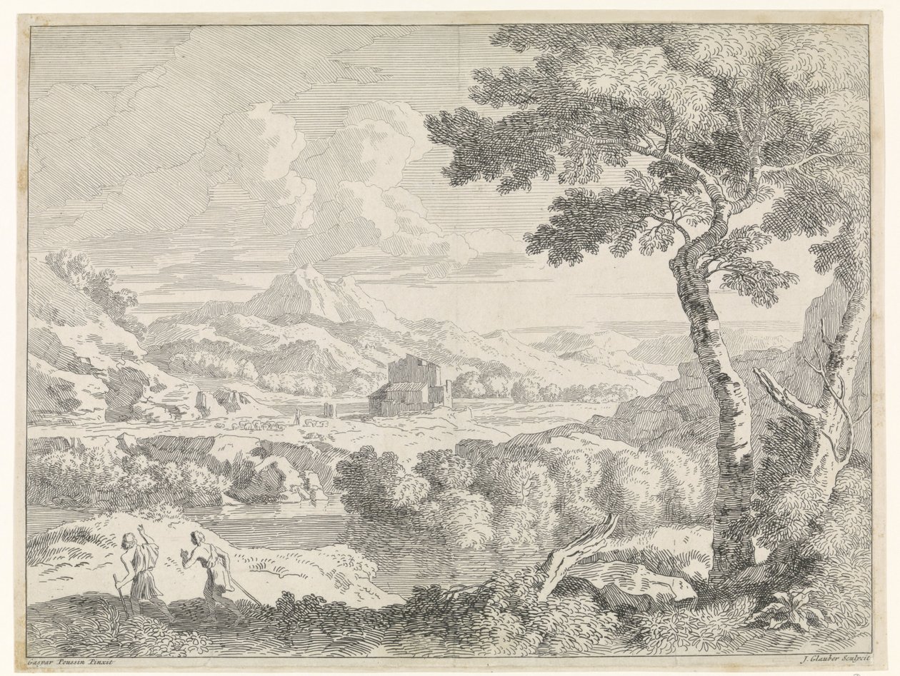 有牧羊人的丘陵风景
加斯帕尔-普桑山水画（系列名称） 作者 约翰尼斯·格劳伯
