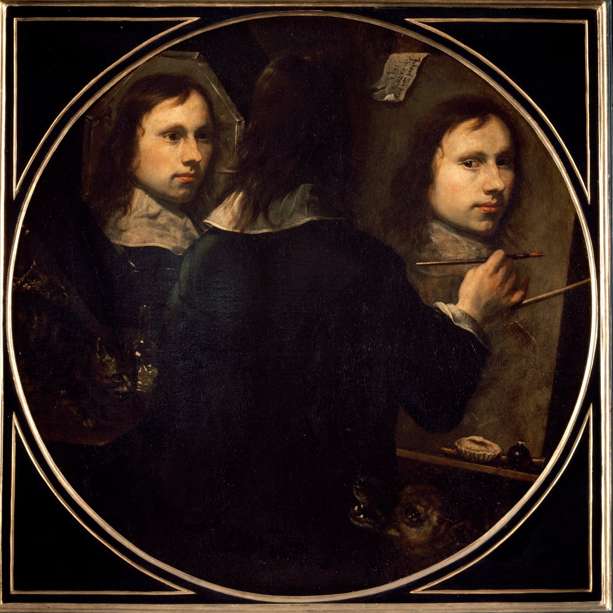 Self Portrait Painting by Johannes Gumpp (1626-?) 1646 Sun. 88,5x89 cm Florence, Galleria degli Uffizi (Offices) 作者 约翰尼斯·冈普（Johannes Gumpp）
