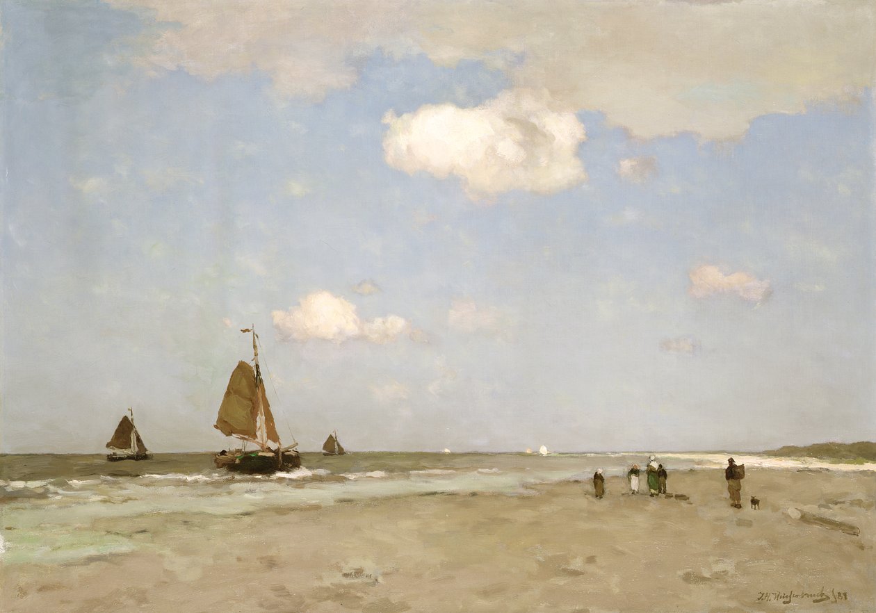 海滩场景，1887年 作者 约翰尼斯·亨德里克·魏森布鲁赫