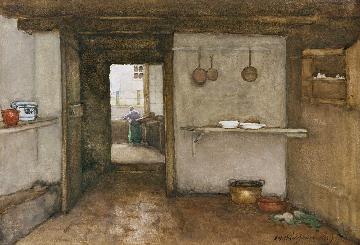 厨房内部，c.1899 作者 约翰尼斯·亨德里克·魏森布鲁赫