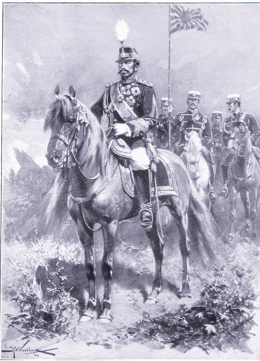 他的皇帝陛下：日本的皇帝，插图来自卡塞尔斯的日俄战争历史第1卷，c.1900 作者 约翰尼斯·赫尔曼·巴伦德·科克科克（Johannes Hermann Barend Koekkoek）