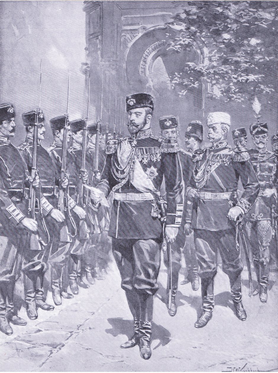 他的国王陛下沙皇，插图来自日本战争的第1卷，1900年的卡塞尔斯历史 作者 约翰尼斯·赫尔曼·巴伦德·科克科克（Johannes Hermann Barend Koekkoek）