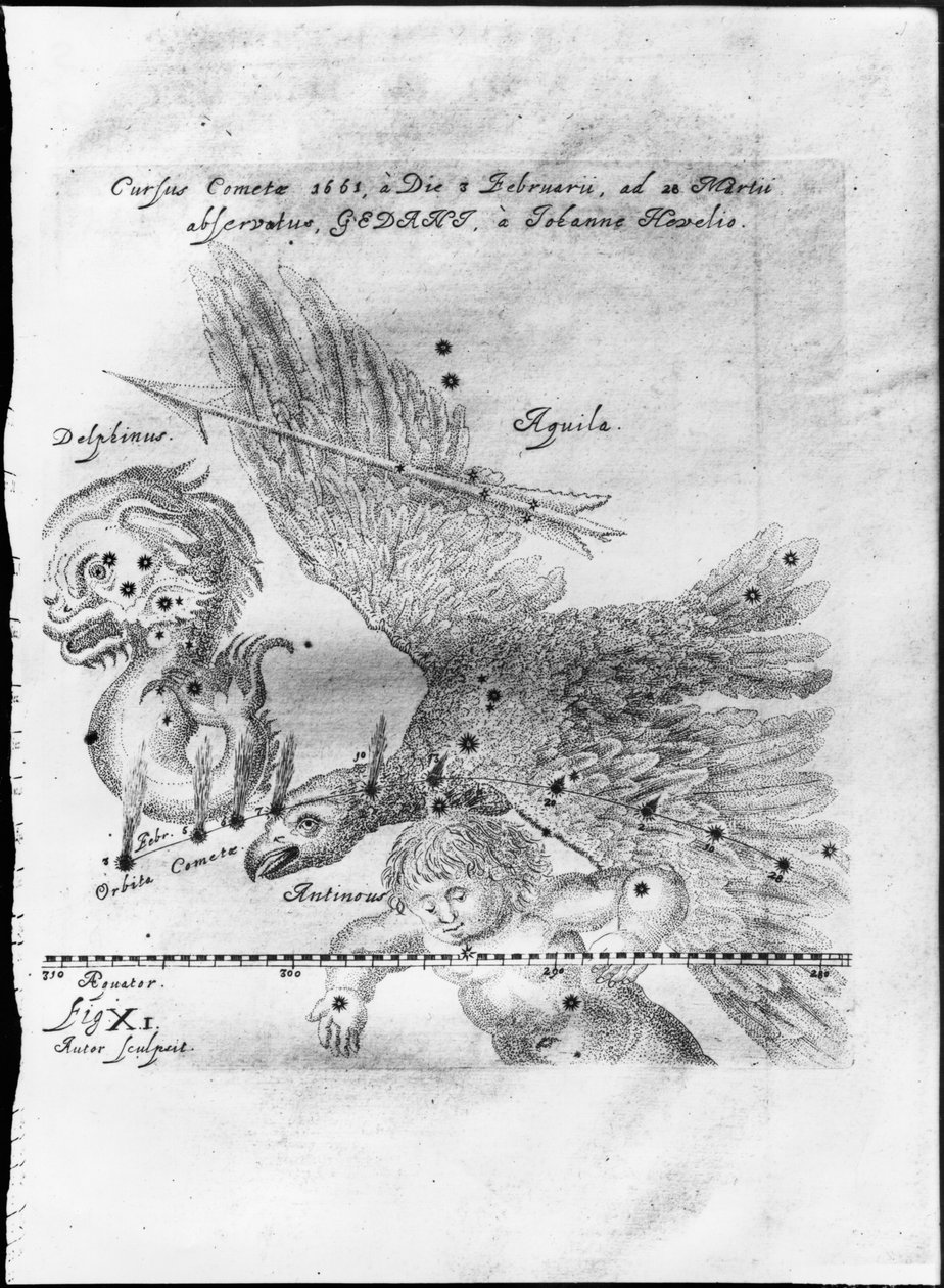 彗星于1661年2月3日至3月28日在格但斯克发现并由Johannes Hevelius观察 作者 约翰尼斯·赫维留斯