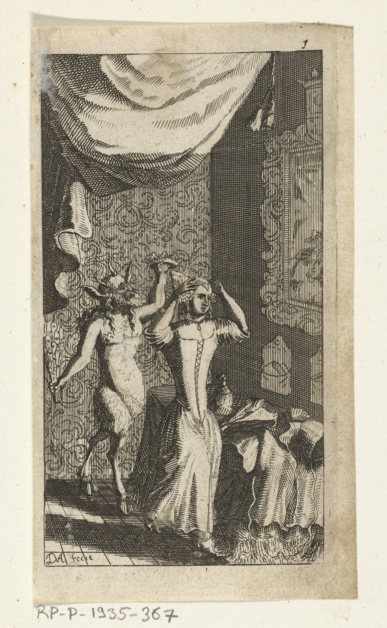 傲慢的魔鬼
Simon de Vries 的书籍插图，《统治和服务于 Hedendaeghsche Dienstmaegden 的七位 Duyvelen》，阿姆斯特丹，1682 年 作者 Johannes Jacobsz van den Aveele