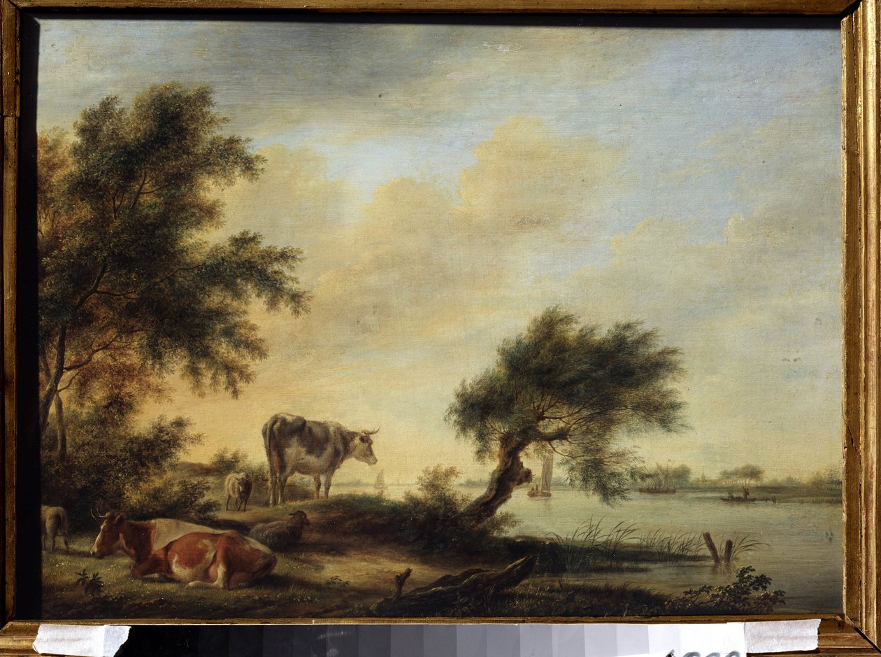 "Paysage avec betail"（有牧群的风景） Jan Jansson (1729-1784) 18eme siecle 俄罗斯图拉国立艺术博物馆 作者 约翰尼斯·詹森（Johannes Janson）