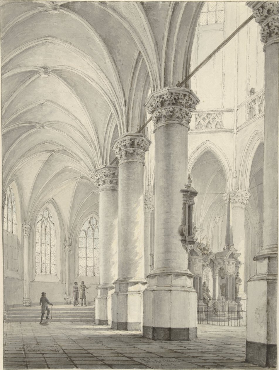 代尔夫特新教堂内景 作者 约翰尼斯·杰格威斯（Johannes Jelgerhuis）