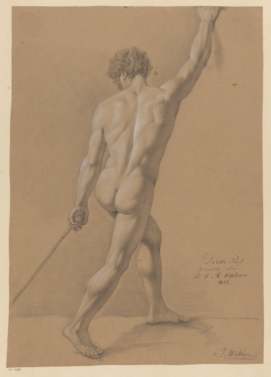 站立的男性裸体，从背后看（1812 年三等奖） 作者 约翰内斯·约瑟夫·玛丽亚·沃特林