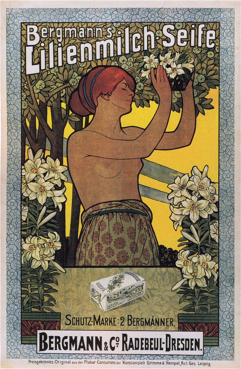 贝格曼的百合牛奶肥皂，1896年 作者 约翰内斯·约瑟夫·文森茨·西萨尔兹