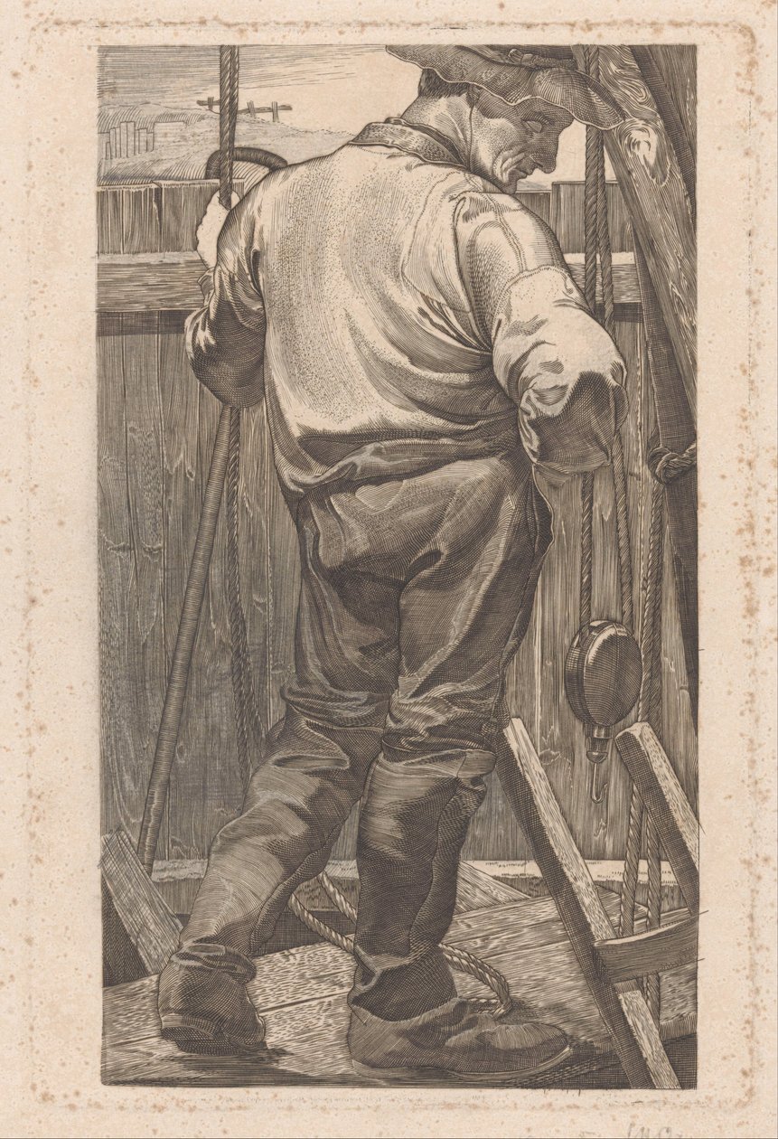 木栅栏工人 作者 Johannes Josephus Aarts（艺术家签名）