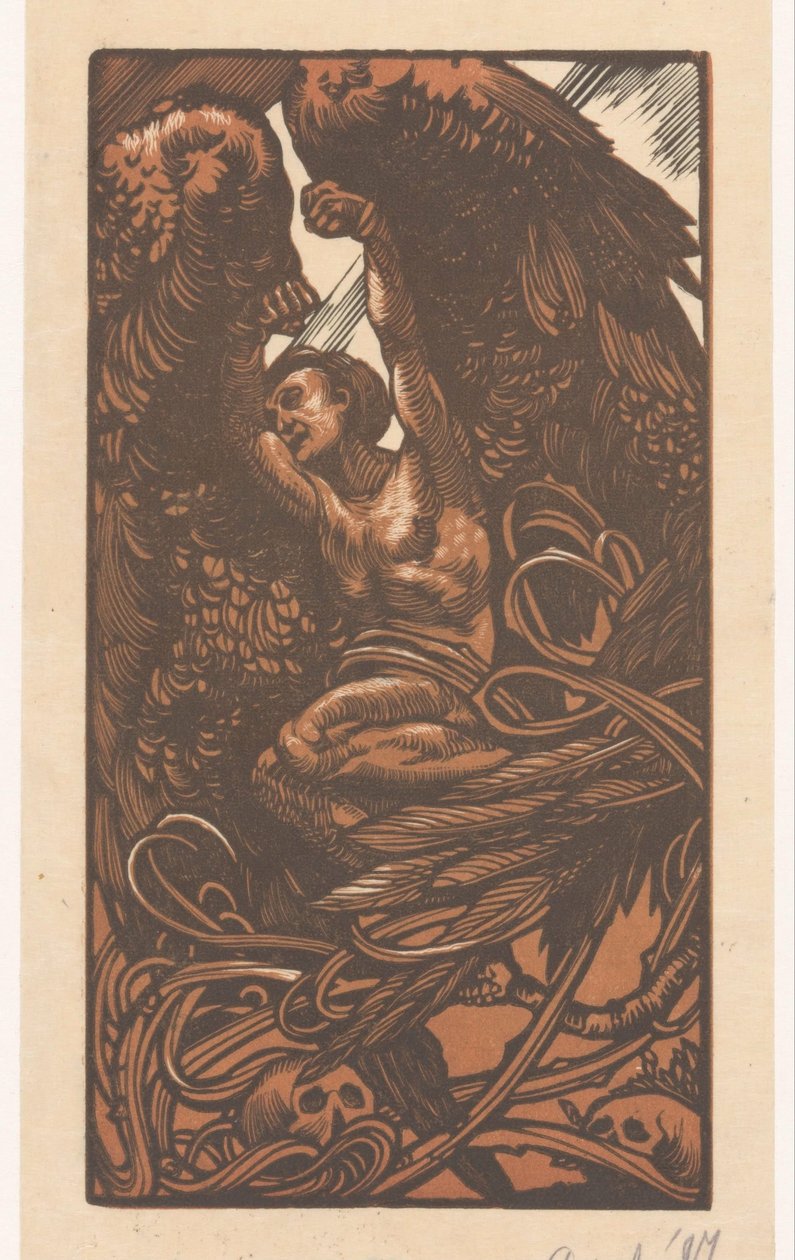 带骷髅的翼女 作者 Johannes Josephus Aarts（艺术家签名）