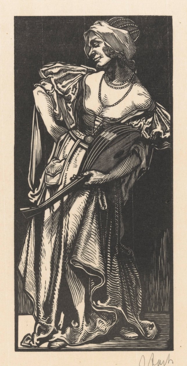琵琶女 作者 Johannes Josephus Aarts（艺术家签名）