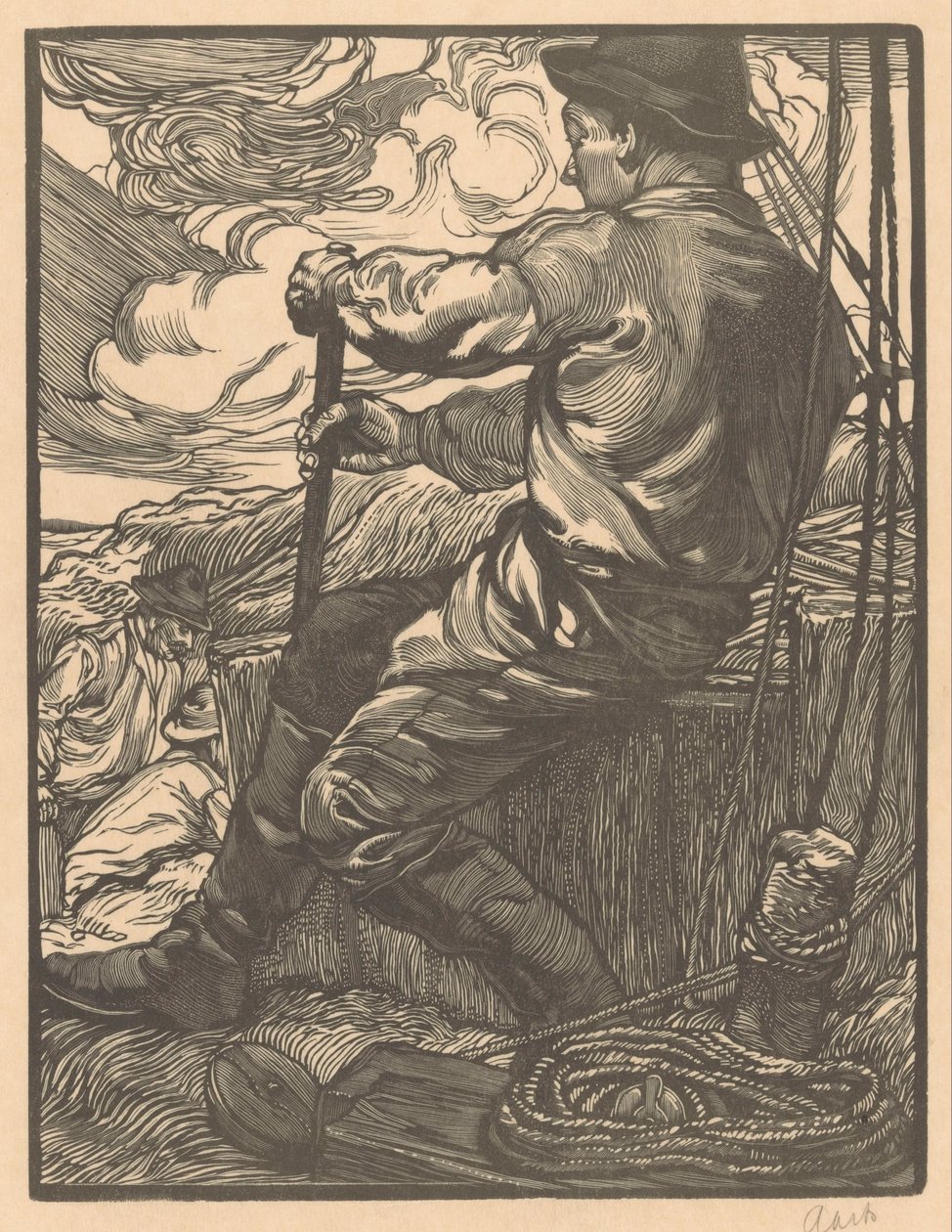 窥探工人 作者 Johannes Josephus Aarts（艺术家签名）