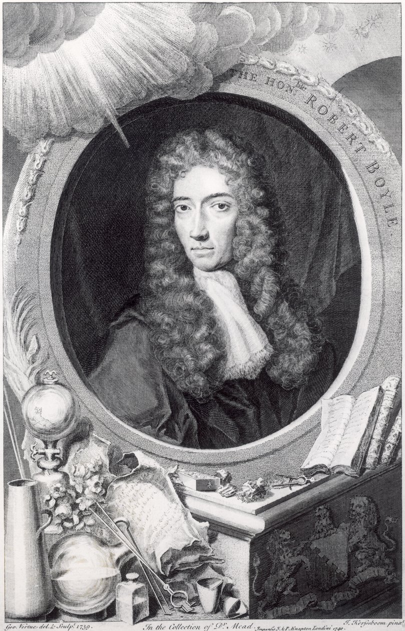 罗伯特·博伊尔（1627-91）的肖像由George Vertue（1684-1756）1749年刻 作者 约翰尼斯·科瑟布