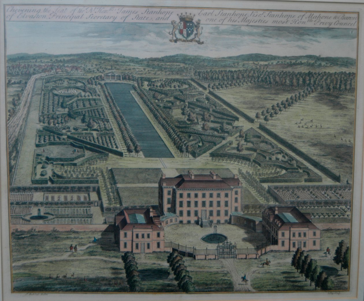约翰内斯-基普（Johannes Kip，卒于 1722 年）根据托马斯-巴迪斯莱德（Thomas Badeslade，卒于 1742 年）绘制的切弗宁雕版，1719 年由约翰-哈里斯出版（载于《肯特郡史》）。 作者 约翰尼斯·基普（Johannes Kip）