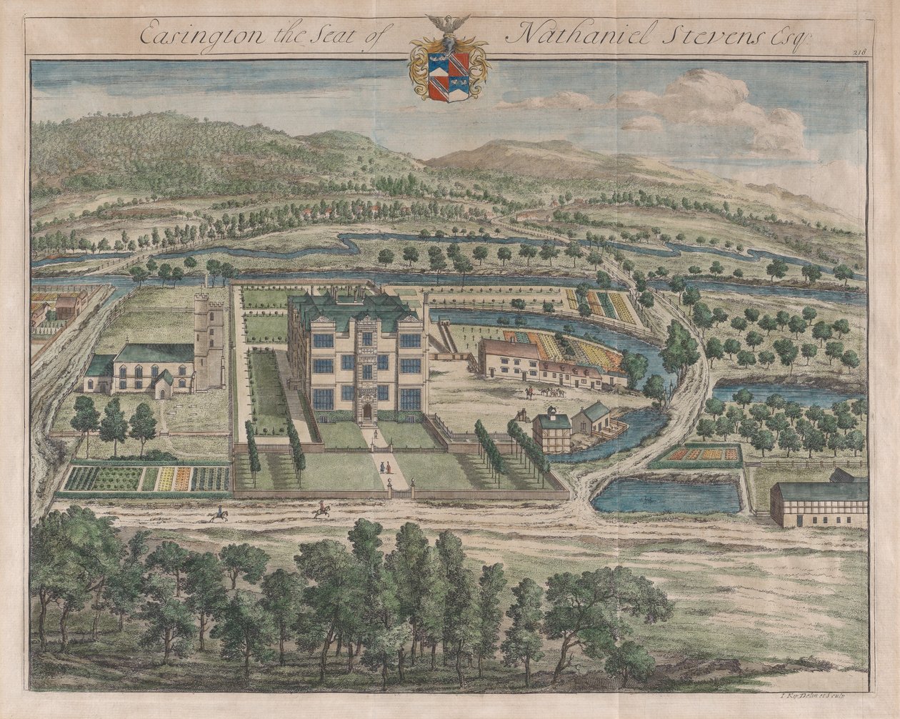 伊辛顿，纳撒尼尔-史蒂文斯的座位，[1712年]1768年再版。 作者 约翰尼斯·基普（Johannes Kip）