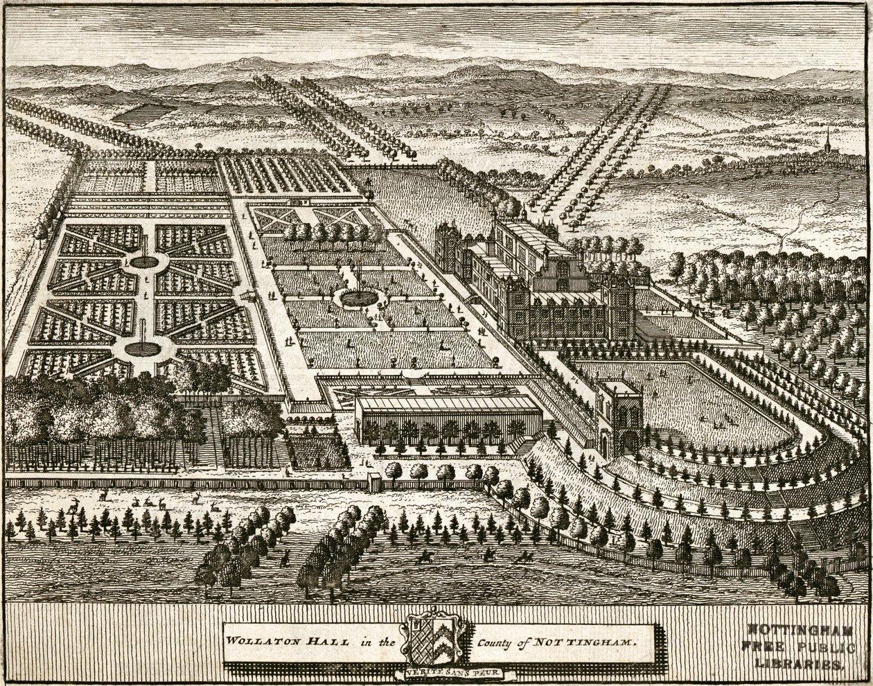 沃拉顿大厅和公园 诺丁汉，诺丁汉郡，约1707年 作者 约翰尼斯·基普（Johannes Kip）