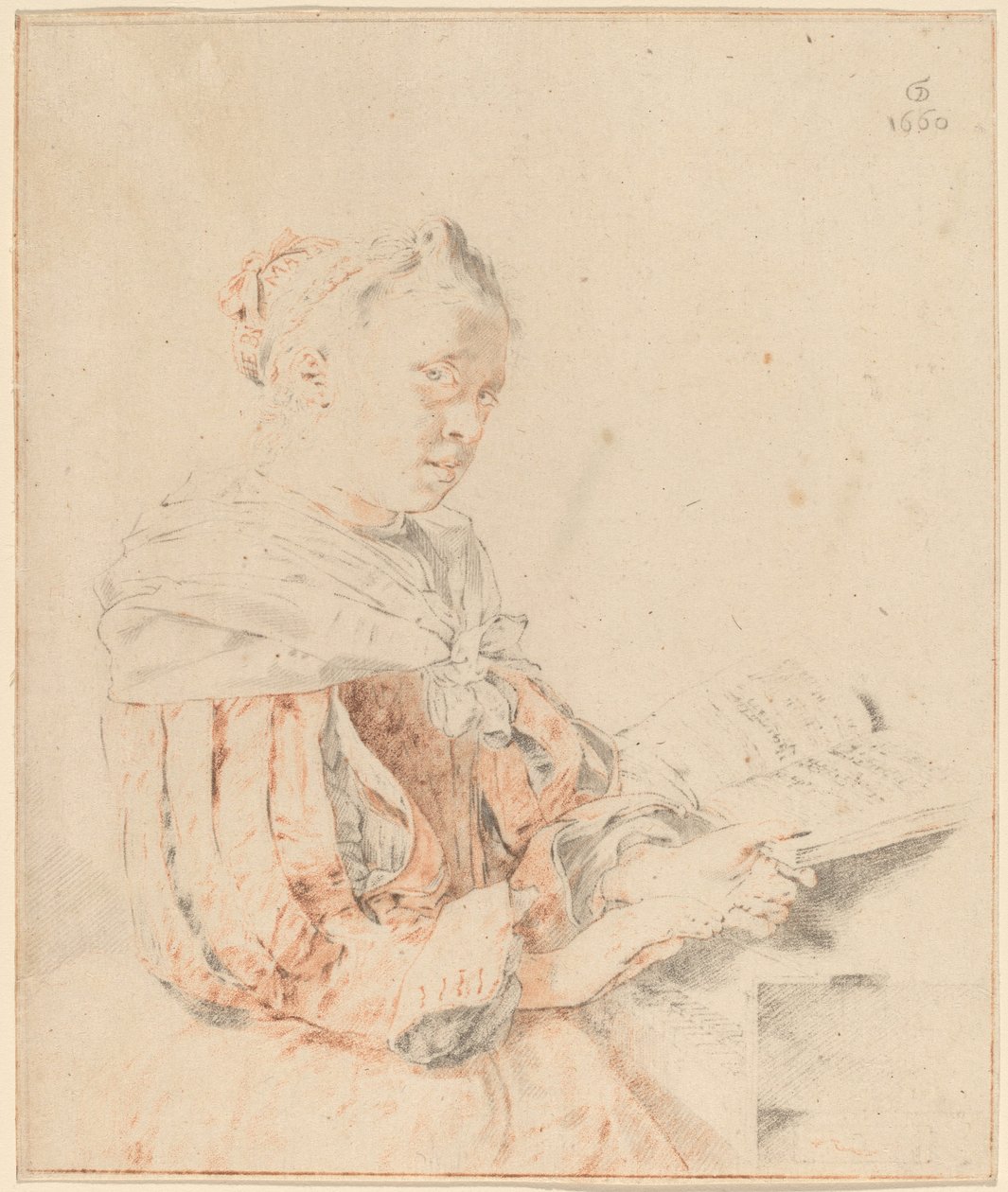 键盘前的年轻女孩，1767年。 作者 约翰内斯·科恩莱因