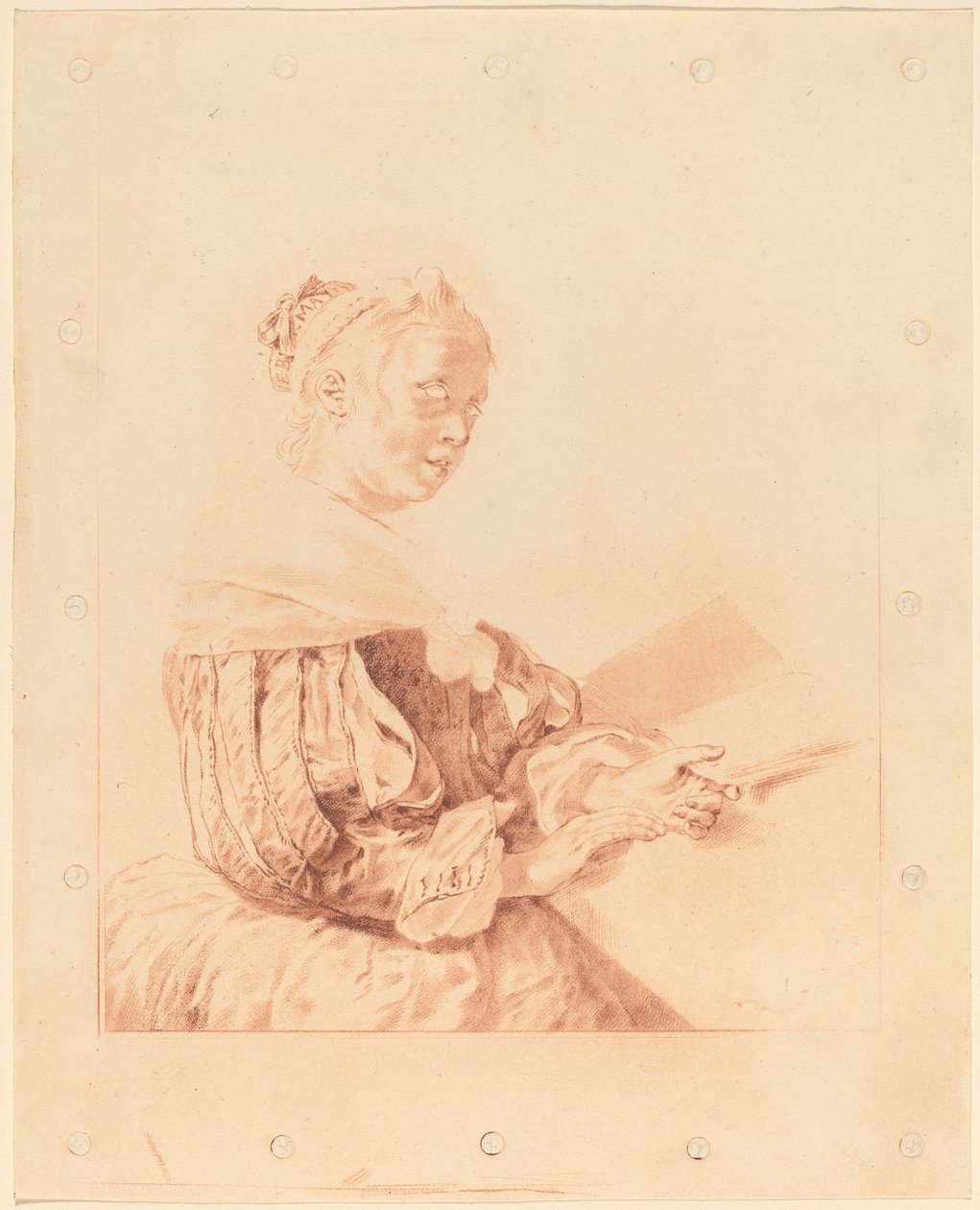 键盘前的年轻女孩，1767年。 作者 约翰内斯·科恩莱因