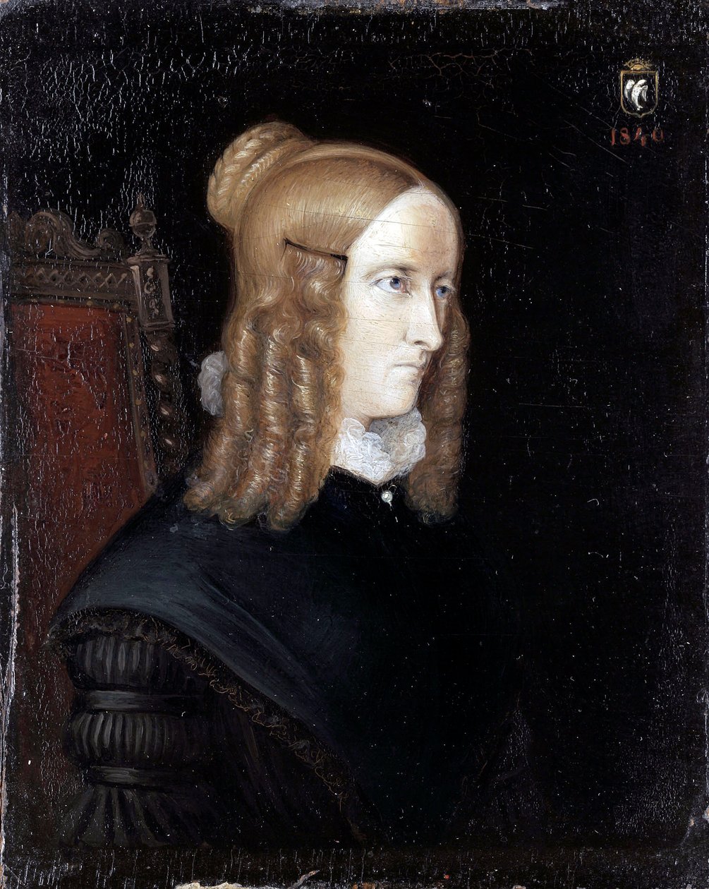 Portrait of Annette von Droste-Huelshoff (Droste Huelshoff) (1797-1848) - Peinture de Johann Joseph Sprick (1808-1842) 作者 约翰尼斯·斯派克（Johannes Sprick）