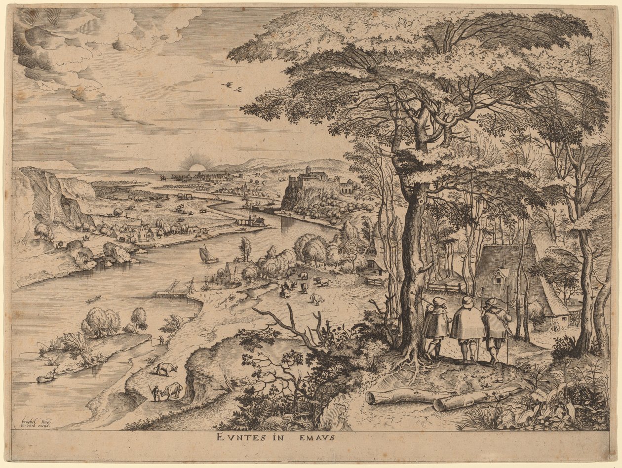 以马忤斯的朝圣者》（Euntes in Emaus）。 作者 Johannes 和 Lucas van Doetechum 在老彼得·勃鲁盖尔之后