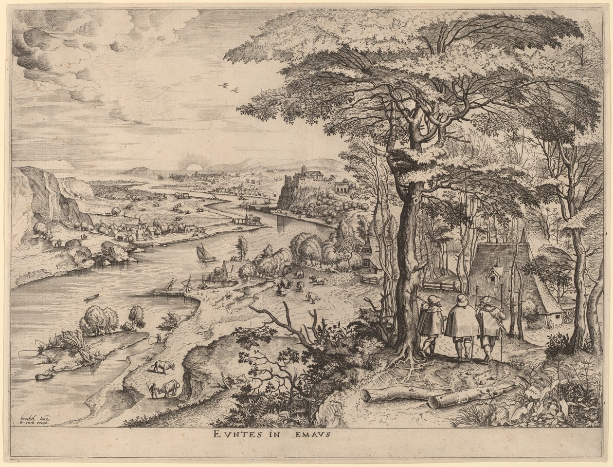 以马忤斯的朝圣者》（Euntes in Emaus）。 作者 Johannes 和 Lucas van Doetechum 在老彼得·勃鲁盖尔之后