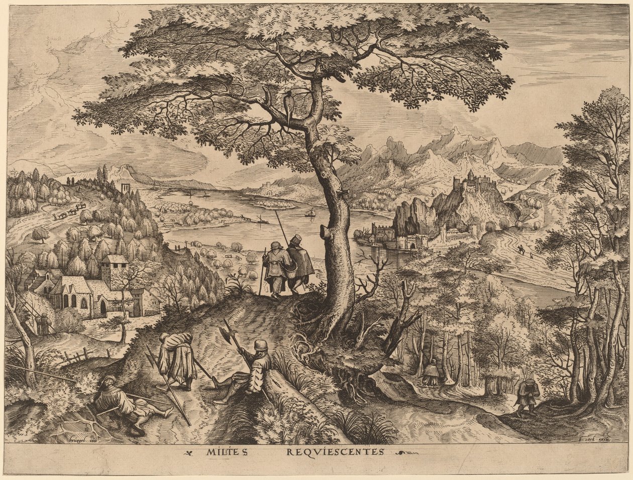 安息的士兵》（Milites Requiescentes） 作者 Johannes 和 Lucas van Doetechum 在老彼得·勃鲁盖尔之后