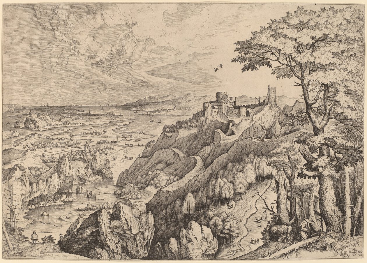 S.荒漠中的圣杰罗姆（Hieronymus in Deserto） 作者 Johannes 和 Lucas van Doetechum 在老彼得·勃鲁盖尔之后