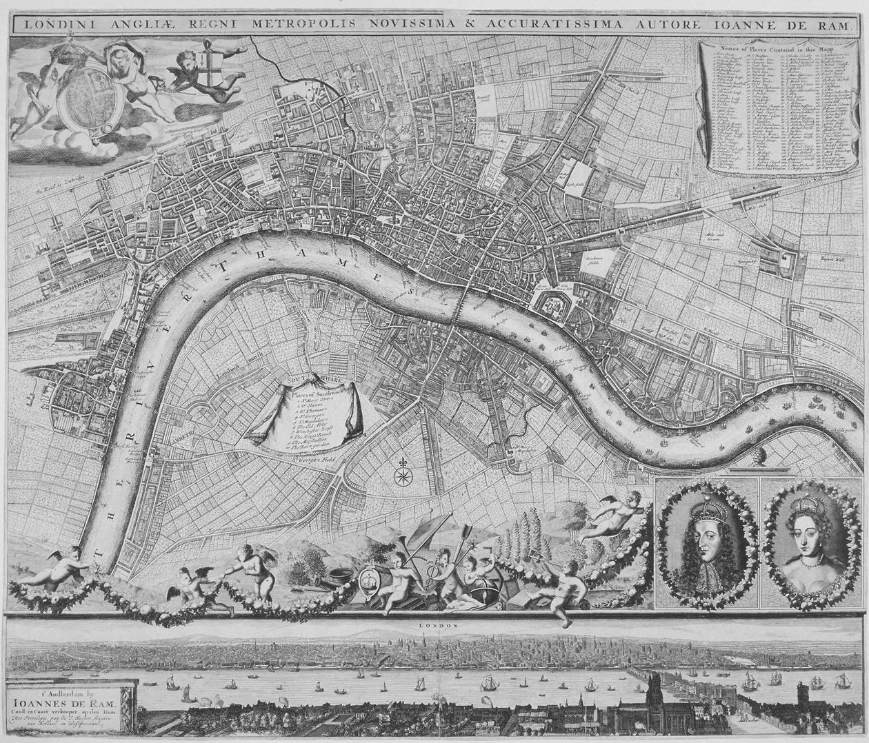 伦敦地图，1690年 作者 约翰内斯·德·拉姆