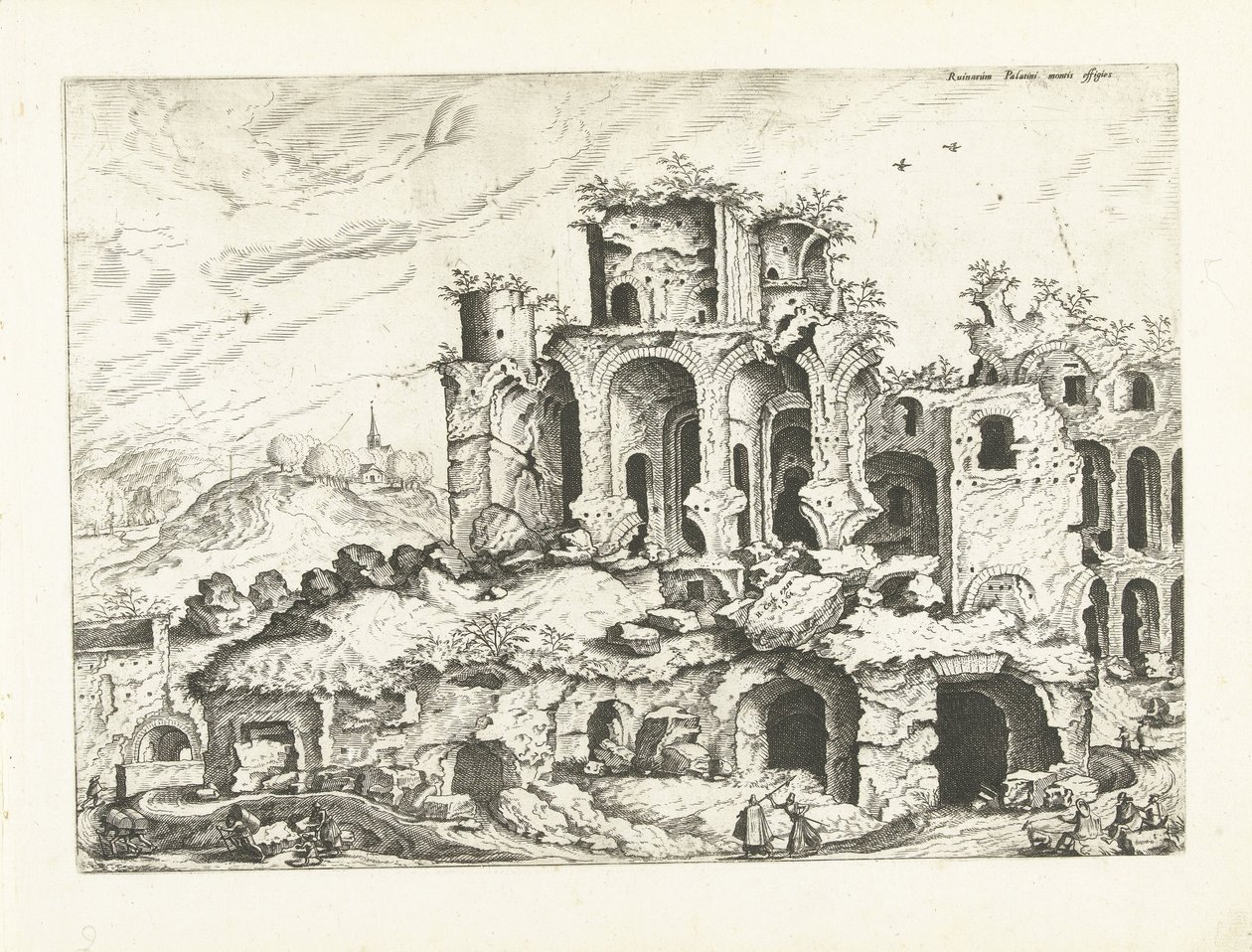 帕拉丁废墟第三景
罗马废墟，1561 年（系列标题） 作者 Lucas van Doetechum 的约翰内斯（归因于）
