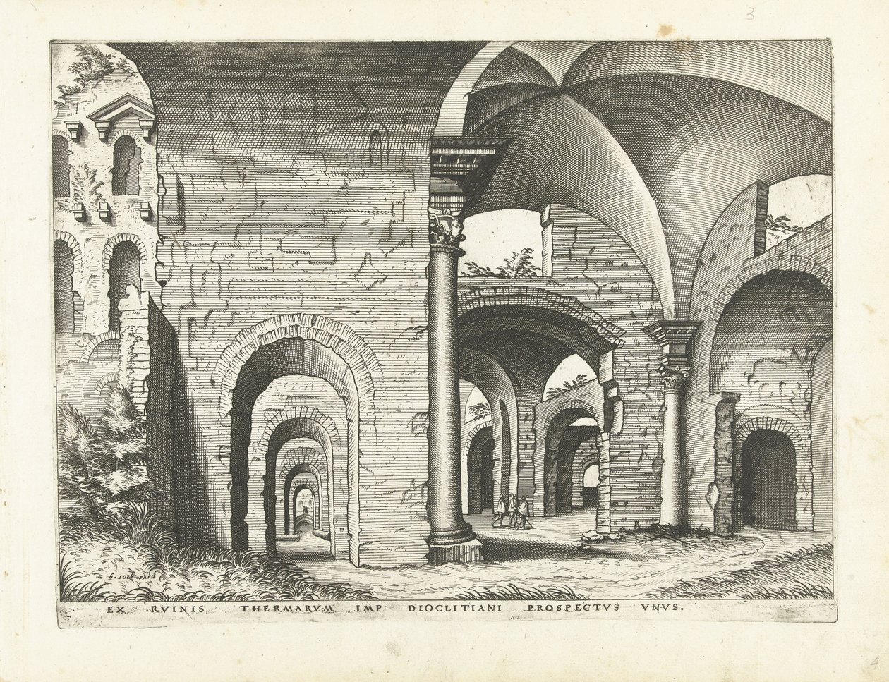 戴克里先浴场景观
罗马废墟，1561 年（系列标题） 作者 Lucas van Doetechum 的约翰内斯（归因于）