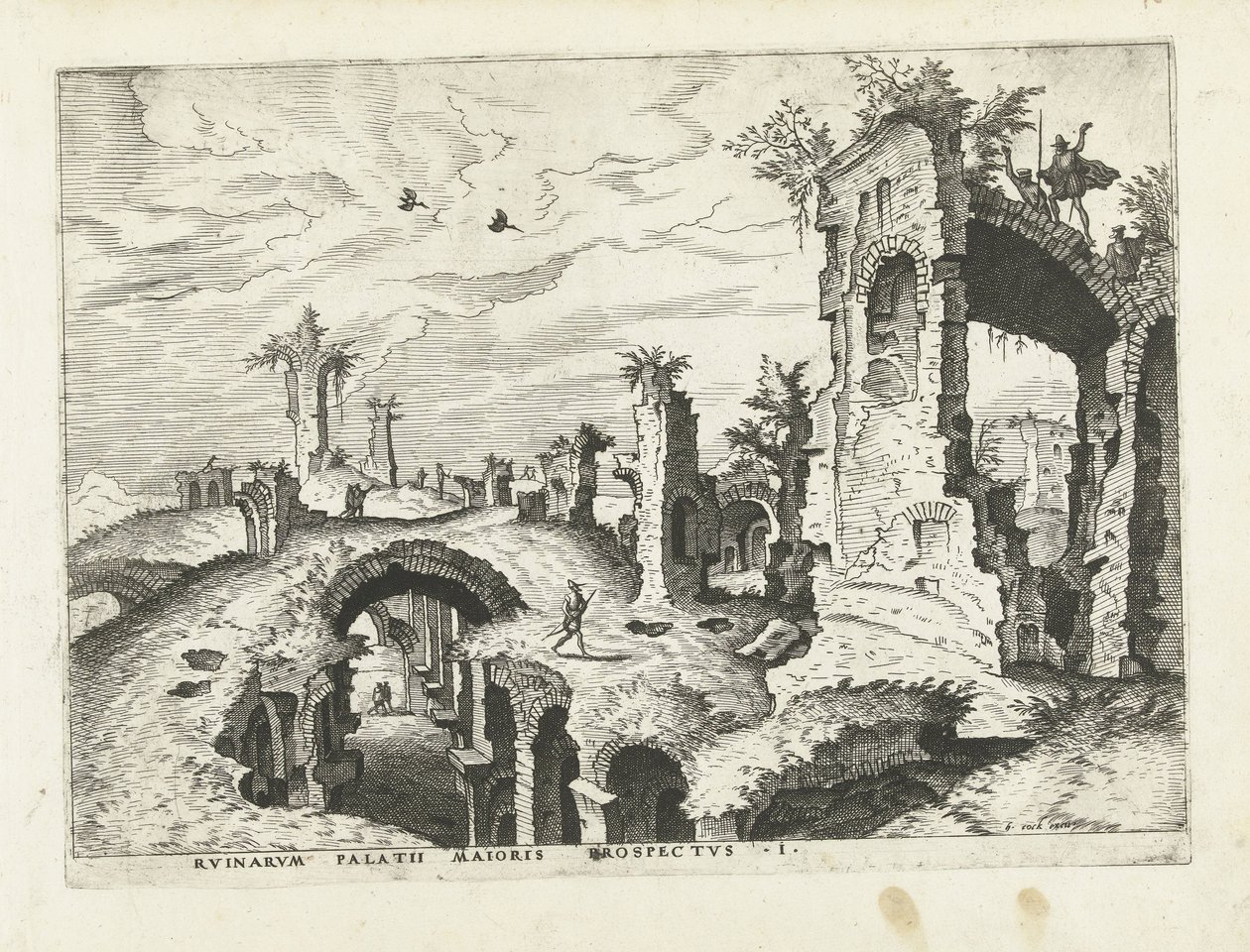 帕拉丁废墟景观
罗马废墟，1561 年（系列标题） 作者 Lucas van Doetechum 的约翰内斯（归因于）