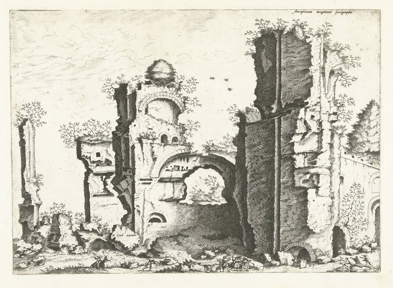 废墟景观，可能是卡拉卡拉浴场
罗马废墟，1561 年（系列标题） 作者 Lucas van Doetechum 的约翰内斯（归因于）