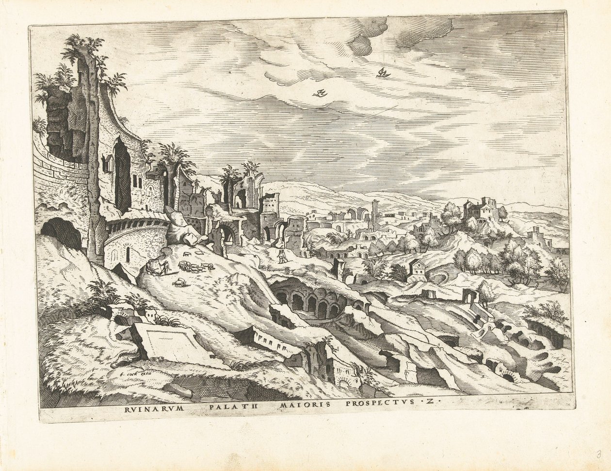 罗马帕拉丁第二景
罗马废墟，1561 年（系列标题） 作者 Lucas van Doetechum 的约翰内斯（归因于）