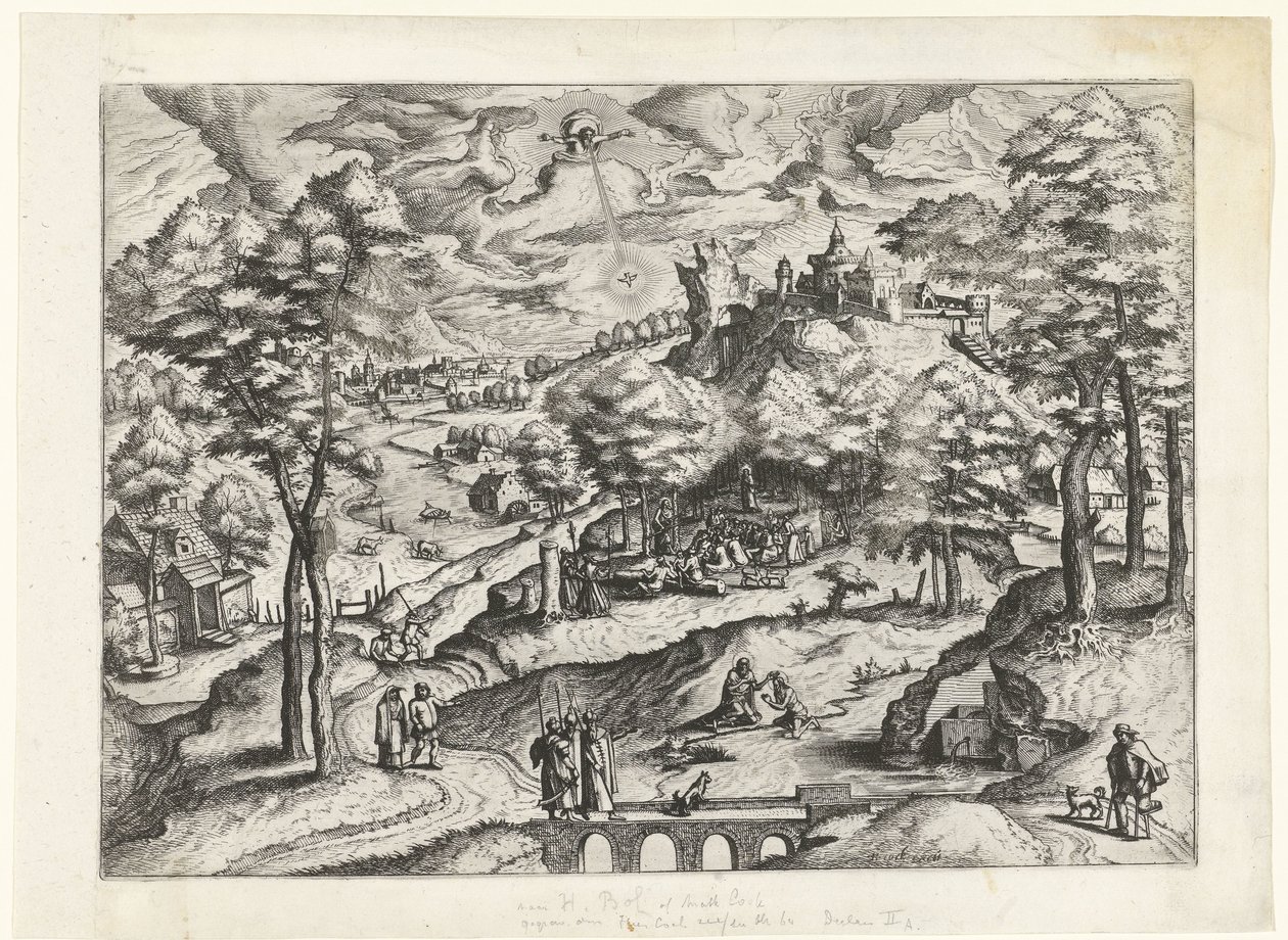 基督洗礼景观
带有基督教故事的风景画（系列名称） 作者 Lucas van Doetechum 的约翰内斯