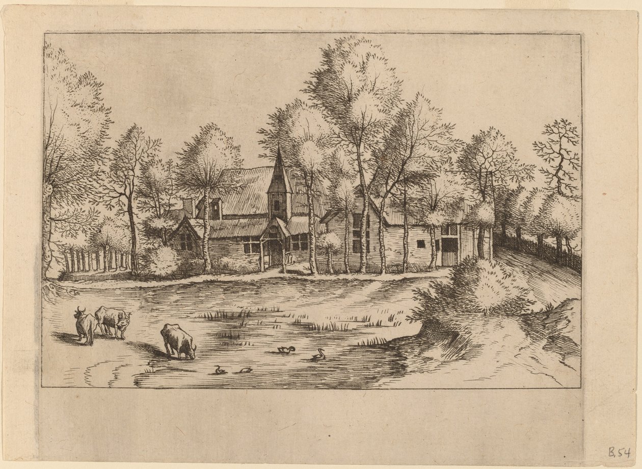 有教堂的乡村村庄 作者 Johannes van Doetechum，长老和卢卡斯