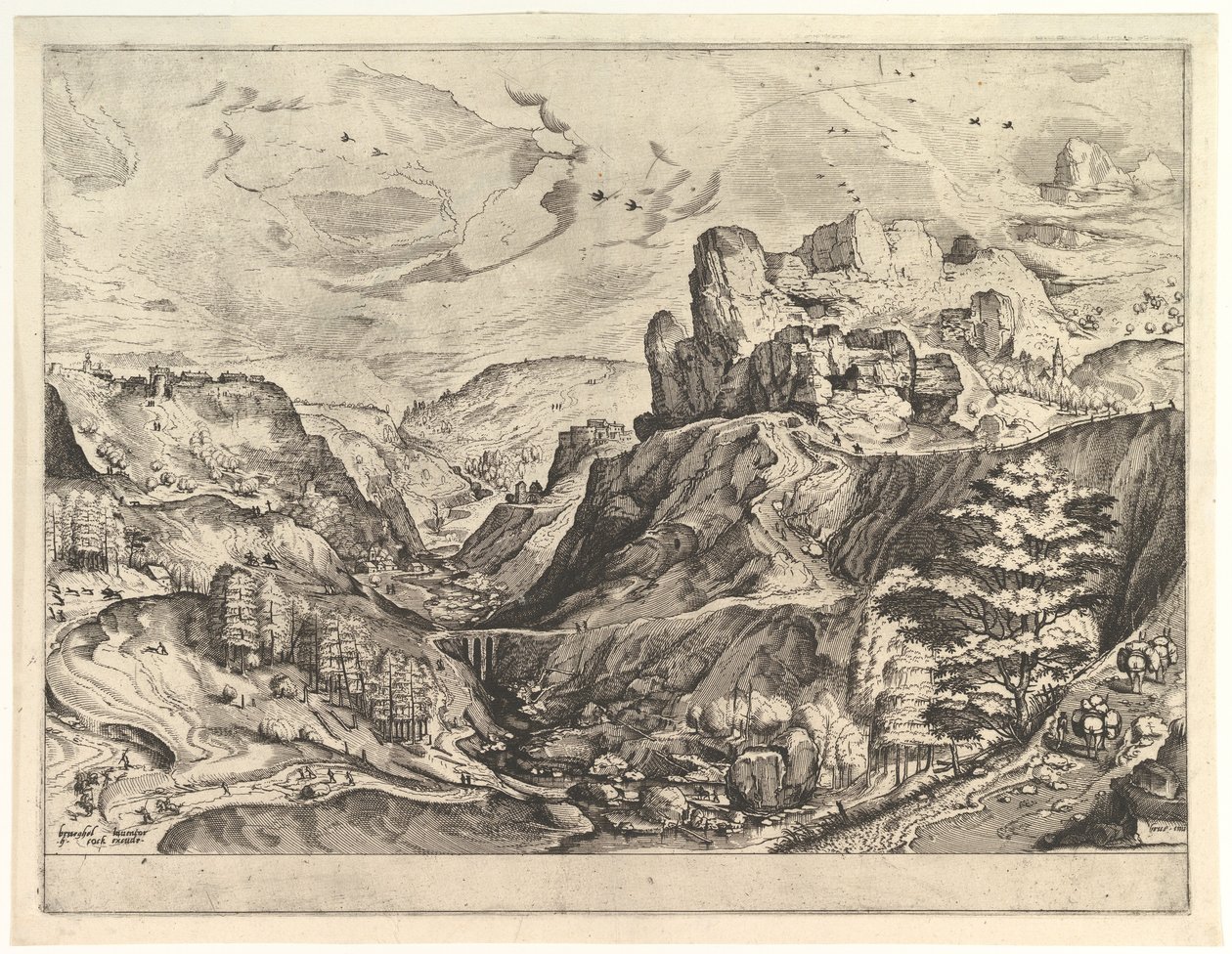 阿尔卑斯山风景与深谷》出自《大型风景画》，约1555-56年。 作者 约翰内斯·范·杜特克姆一世