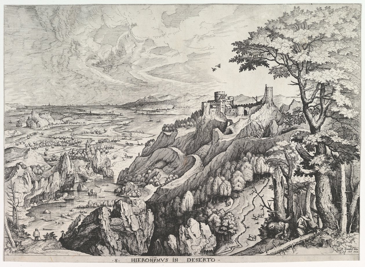 荒野中的圣杰罗姆 S. Hieronymus in Deserto出自《大型风景画》，约1555-56年。 作者 约翰内斯·范·杜特克姆一世