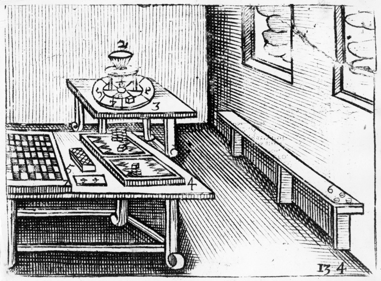 从世界Sensualium红腹锦鸡，1658棋牌游戏 作者 约翰·阿莫斯·科门纽斯