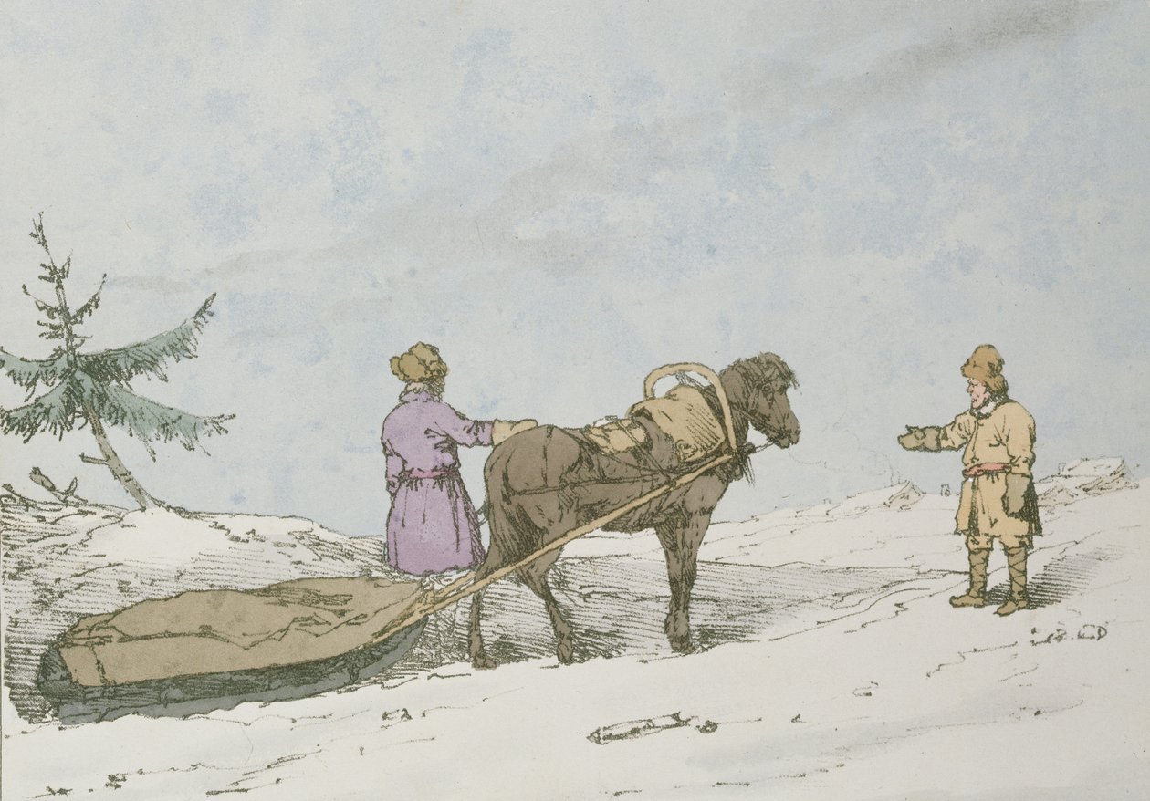 芬兰雪橇，1803年 作者 约翰·奥古斯都·阿特金森