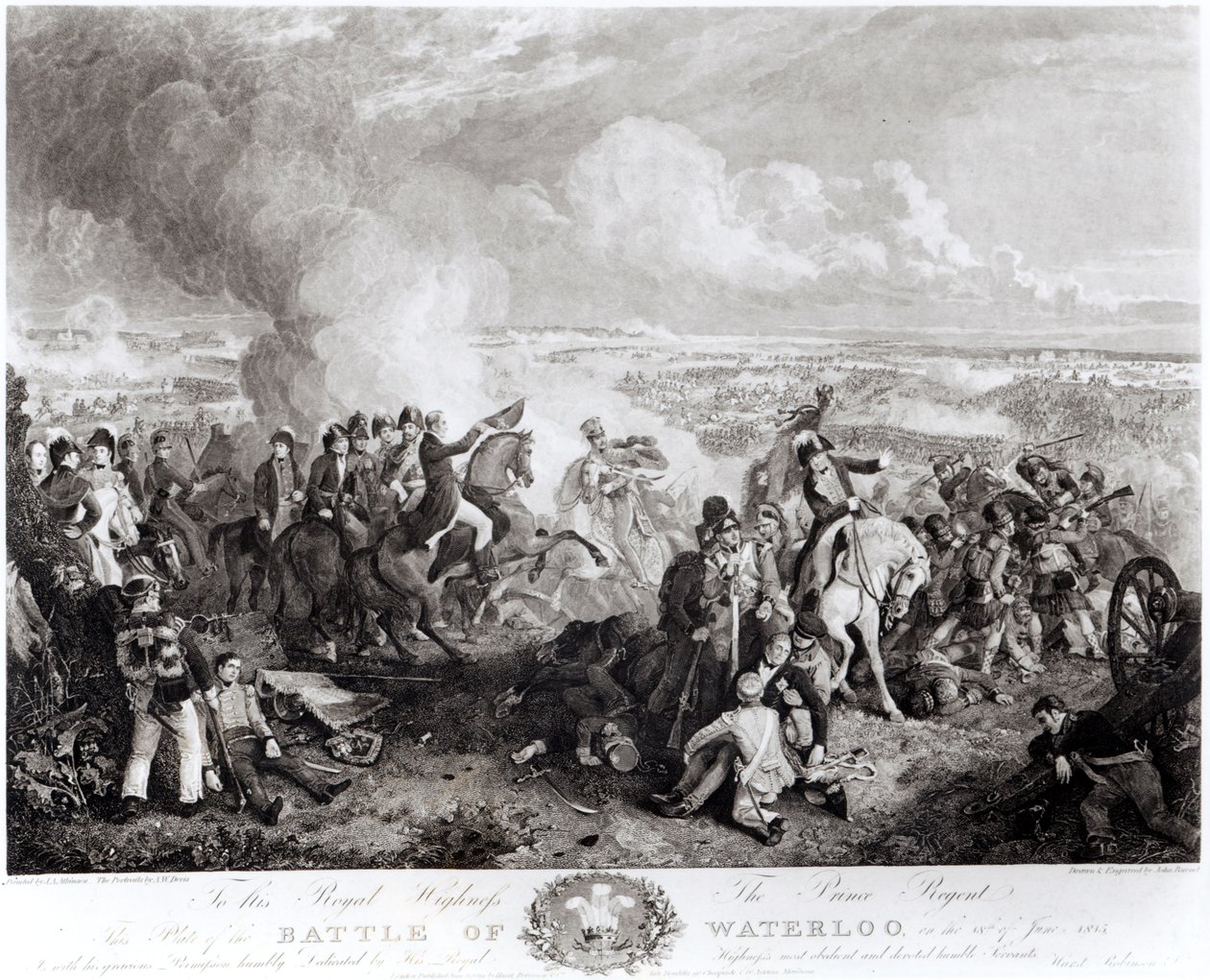 滑铁卢战役，1815年6月18日，由John Burnet（1784-1868）刻，1819年 作者 约翰·奥古斯都·阿特金森