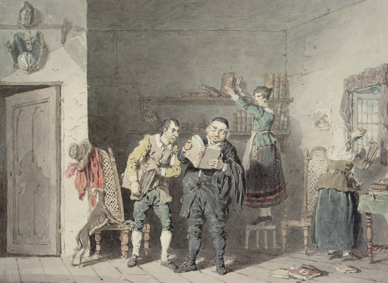 牧师和理发师，唐吉诃德的管家和侄女，清洗唐的侠义书籍图书馆 作者 约翰·奥古斯都·阿特金森