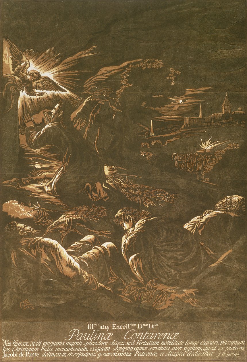 为圣杯祷告，c.1743（彩色木版画） 作者 约翰·浸信会杰克逊