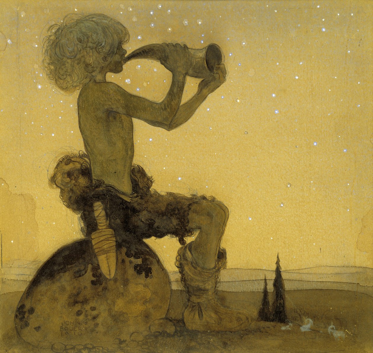 仙女牧羊人，1910年（wc） 作者 约翰·法默
