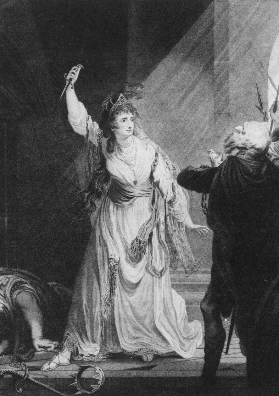 英国女演员Sarah Siddons饰演Euphrasia，来自希腊女儿Arthur Murphy，皇家剧院，Drury Lane，1782年 作者 约翰·博德尔