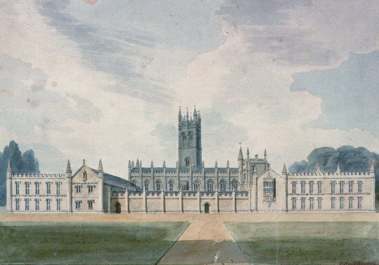牛津大学马格达伦学院，1804年（水彩画） 作者 约翰·切塞尔·巴克勒